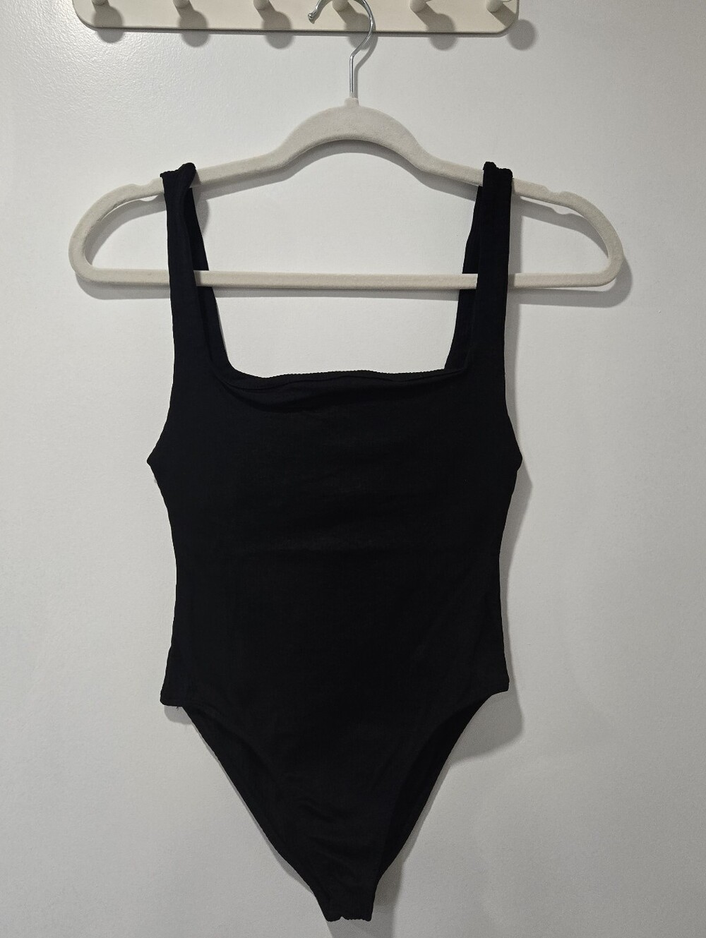 Zara Black Ribbed Square Neck Bodysuit